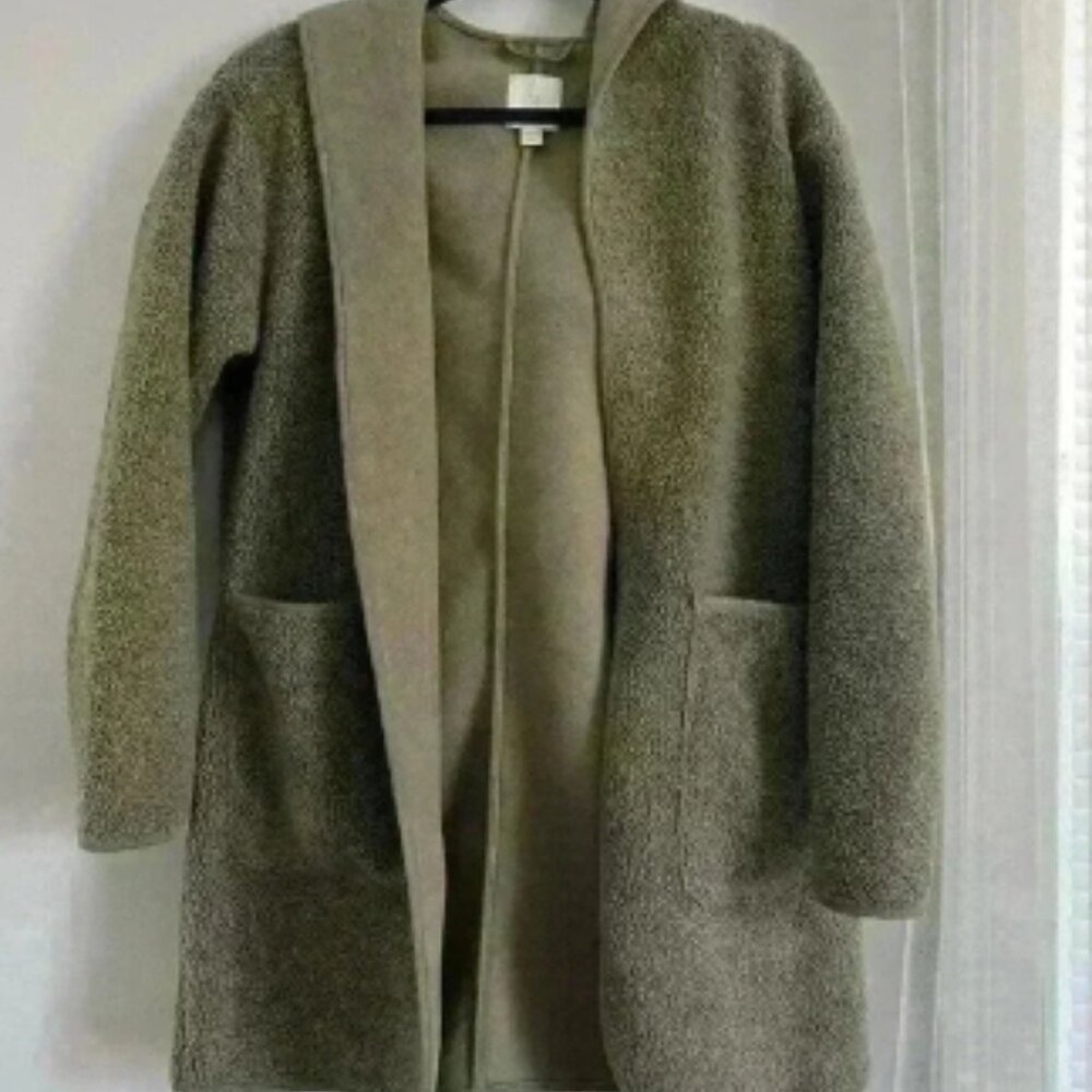 Joie Longline Borg Teddy Sherpa Hooded Open Front Fleece Lined Sweater/jacket